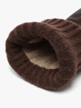 Mens Leather Gloves With Wool Cuff Omega Brown men gloves TIGE-vue-porte