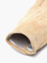 Gants Homme En Cuir Daim Avec Doublure En Soie Omega Beige men gloves S-vue-porte