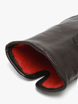 Womens Leather Gloves With Wool Lining Omega Black women gloves L-vue-porte