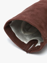 Gants Femme En Cuir Daim Avec Doublure En Soie Omega Marron women gloves S-vue-porte