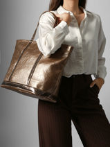 Shoulder Bag Cabas Vanessa bruno Gold cabas 20V40409-vue-porte