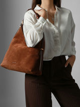 Large Suede Jess Hobo Bag Vanessa bruno Brown jess 29V40917-vue-porte