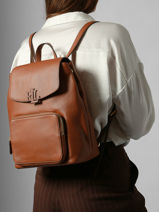 Leather Cameryn Backpack Lauren ralph lauren Brown cameryn 31969355-vue-porte