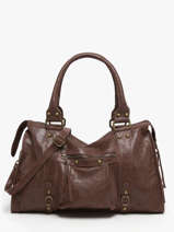 A4 Size Shoulder Bag Spazzolato Leather Milano Brown spazzolato SP24095