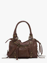 Satchel Spazzolato Leather Milano Brown spazzolato SP24093