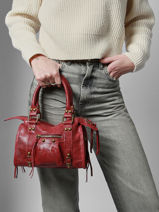 Satchel Spazzolato Leather Milano Red spazzolato SP24093-vue-porte