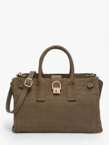 Satchel M Equestre Croco Leather Etrier Gray equestre croco EEQC142M