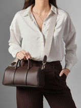 Longchamp Daylong chevron Handbag Brown-vue-porte