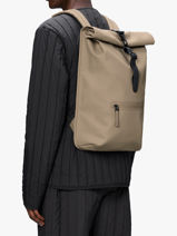 Rolltop Rucksack - 1 Compartment Backpack With 14" Laptop Sleeve Rains Beige city 13320-vue-porte