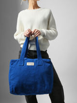 Shoulder Bag Clestins Recycled Coton Rivedroite Blue timeless CELESTIM-vue-porte
