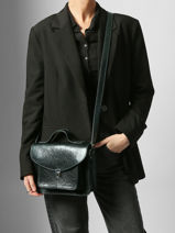 Leather Melle George Minuit Crossbody Bag Paul marius Green minuit GEORGMIN-vue-porte