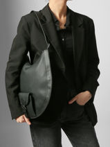 Medium Leather Hobo Bag Paul marius Black vintage M-vue-porte