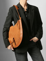 Medium Leather Hobo Bag Paul marius Brown vintage M-vue-porte