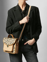 Sac Bandouli�re Melle George L�opard Cuir Paul marius Beige leopard GEORGLEO-vue-porte
