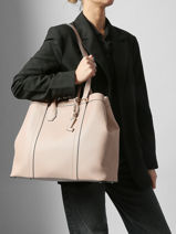 Shopping Bag Belleville Leather Lancel Beige belleville A13738-vue-porte