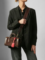 Suede Leather Mini Bcbg Bowling Bag Lancel Brown bcbg A13692-vue-porte