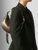 Shoulder Bag Origami Leather Lancel Brown origami A13313-vue-porte