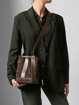Small Leather Elles Bucket Bag Lancel Brown elles A13359-vue-porte