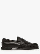 Moccasins In Leather Pavement Black women 24139