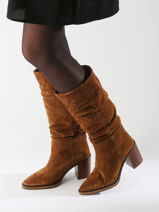 Heeled Boots Camden In Leather Alpe Brown women 52191101-vue-porte