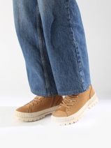 Bottines Pallashock Zip En Cuir Palladium Beige women 74353252-vue-porte