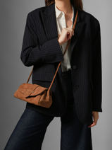 Sac Bandouli�re S Agnes Cuir Velours Etrier Marron agnes EAGV205S-vue-porte