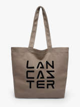 Shoulder Bag Tote Bag 3 Lines Cotton Lancaster Gray tote bag 3 lines 6