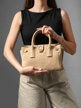 Satchel S Equestre Croco Leather Etrier Beige equestre croco EEQC142S-vue-porte