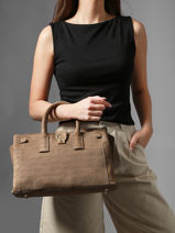 Satchel M Equestre Croco Leather Etrier Beige equestre croco EEQC142M-vue-porte