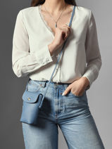 Longchamp Epure Etui ipod/cd Bleu-vue-porte