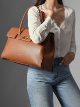 Leather Milano Shoulder Bag Lancaster Brown milano cosmos 57-vue-porte