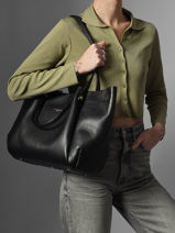 Shoulder Bag Foulonne Double Louisa Leather Lancaster Black foulonne double louisa 90-vue-porte
