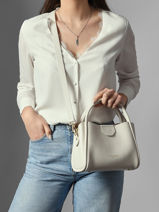 Handbag Ida Double Leather Lancaster White ida double 83-vue-porte