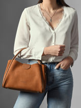 Satchel Suede Ida Leather Lancaster Brown suede ida 101-vue-porte