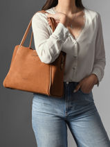 Shoulder Bag Suede Ida Leather Lancaster Brown suede ida 102-vue-porte