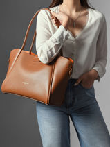 Shoulder Bag Ida Double Leather Lancaster Brown ida double 86-vue-porte