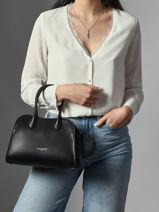 Satchel Donna Hopper Leather Lancaster Black donna hopper 120-vue-porte