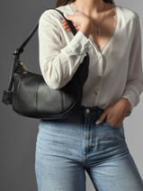 Medium Leather Victoire Hobo Bag Lancel Blue victoire A13993-vue-porte