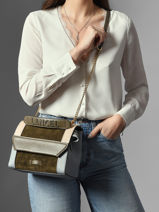 Leather Ninon Color Block Crossbody Bag Lancel Multicolor ninon A13370-vue-porte