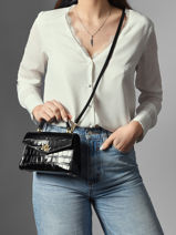 Small Leather Farrah Croco Crossbody Bag Lauren ralph lauren Black farrah 31974462-vue-porte