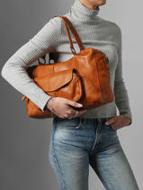 Shopper Fatima Leather Pieces Brown fatima 17090746-vue-porte
