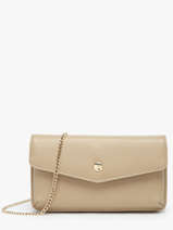 Leather Luna Clutch With Strap Hexagona Beige luna 688422
