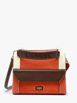 Leather Ninon Color Block Crossbody Bag Lancel Orange ninon A13370