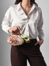 Longchamp Le pliage filet raphia Clutches Beige-vue-porte