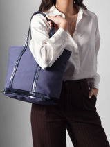 Satchel Cabas Cotton Vanessa bruno Violet cabas 1V40378-vue-porte