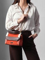 Sac Bandouli�re Ninon Color Block Cuir Lancel Orange ninon A13370-vue-porte