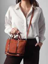 Crossbody Baby Cabas Linen Vanessa bruno Red cabas lin 31V40410-vue-porte