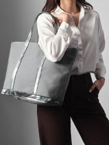Large Zipped Shoulder Bag Le Cabas Sequins Vanessa bruno Gray cabas 1V40409-vue-porte