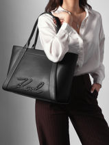 Leather K/ville Studs Shoulder Bag Karl lagerfeld Black k ville B1W30066-vue-porte