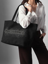 Tote Bag K/essential Rhinestone Logo Karl lagerfeld Black k essential B1W50087-vue-porte